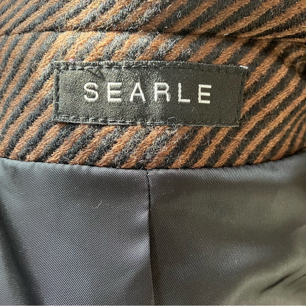 Searle Women’s Black/Brown Striped Wool Bell Sleeve Coat size 2 - Picture 10 of 11